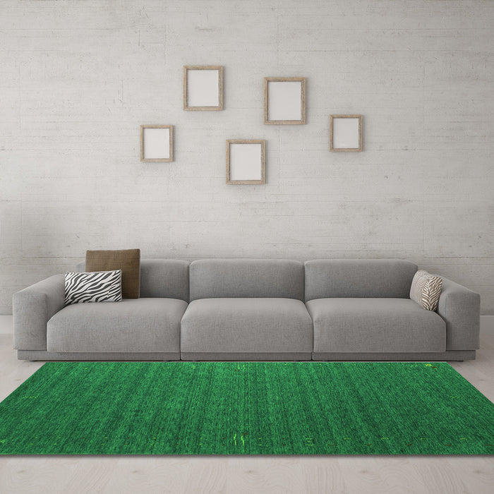 Machine Washable Abstract Green Contemporary Area Rugs in a Living Room,, wshcon1078grn