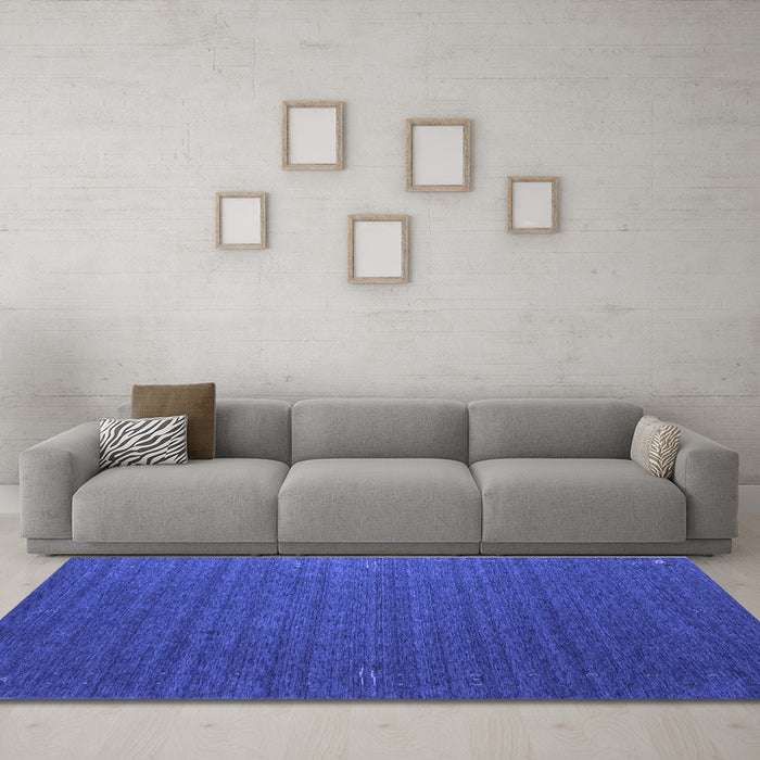 Machine Washable Abstract Blue Contemporary Rug in a Living Room, wshcon1078blu