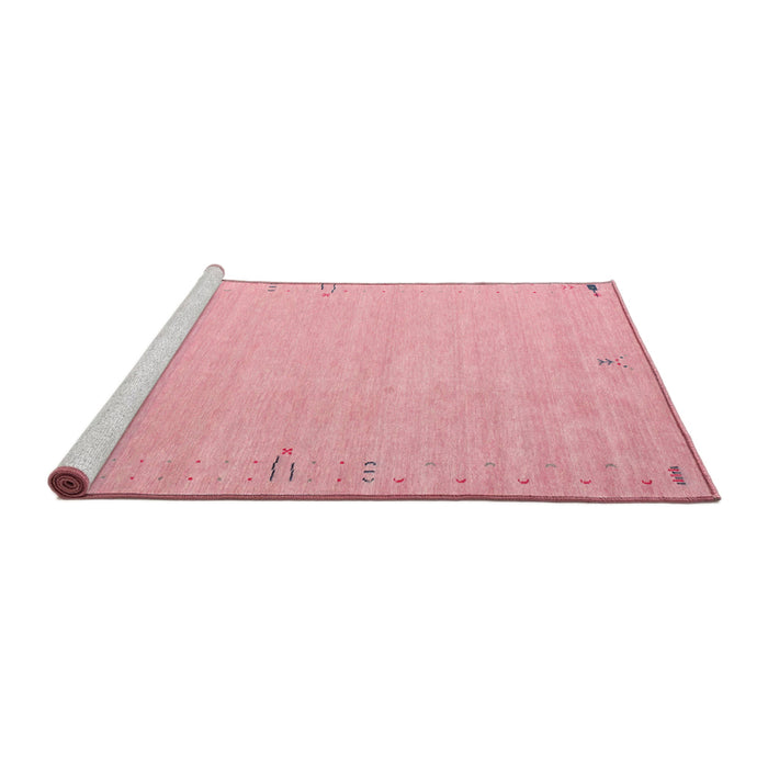 Serging Thickness of Machine Washable Contemporary Pink Rug, wshcon1079