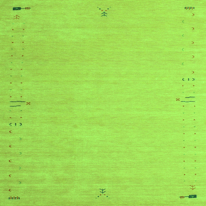 Serging Thickness of Abstract Green Contemporary Rug, con1079grn