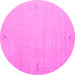 Round Machine Washable Abstract Pink Contemporary Rug, wshcon1079pnk