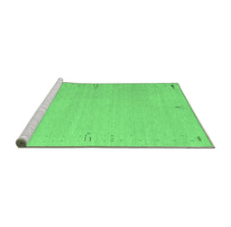 Sideview of Machine Washable Abstract Emerald Green Contemporary Area Rugs, wshcon1079emgrn
