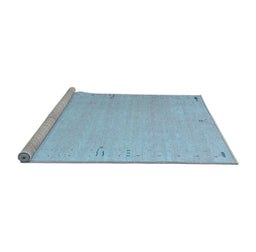 Sideview of Machine Washable Abstract Light Blue Contemporary Rug, wshcon1079lblu