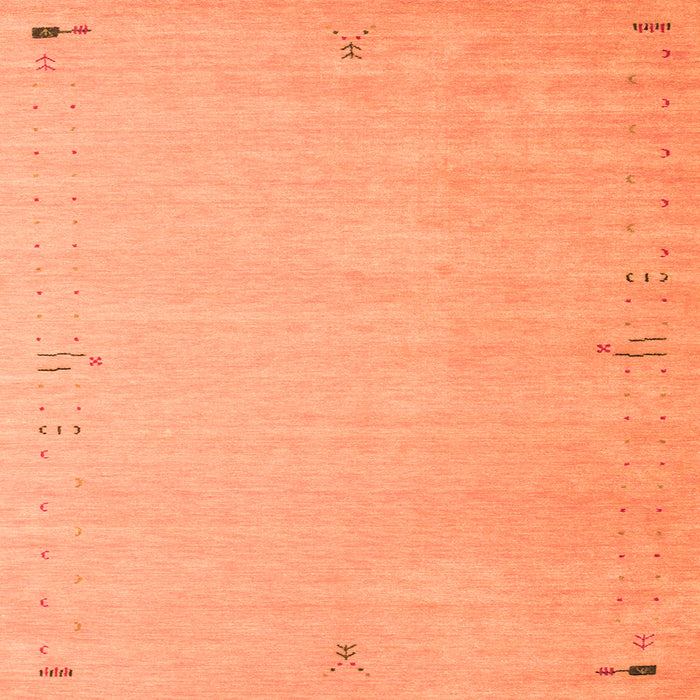 Round Machine Washable Abstract Orange Contemporary Area Rugs, wshcon1079org