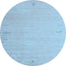 Round Machine Washable Abstract Light Blue Contemporary Rug, wshcon1079lblu