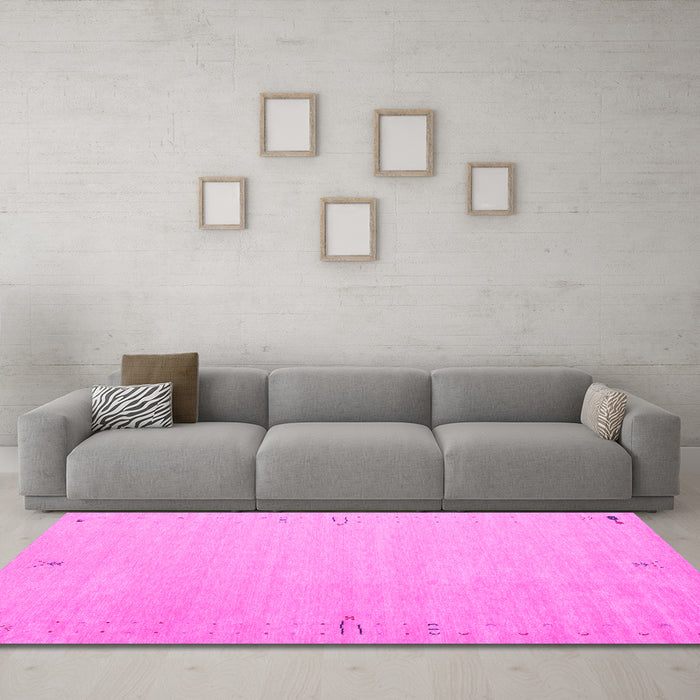 Machine Washable Abstract Pink Contemporary Rug in a Living Room, wshcon1079pnk