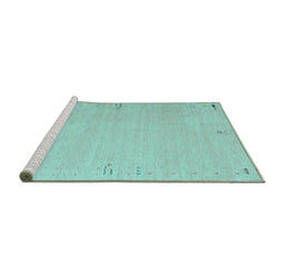 Sideview of Machine Washable Abstract Turquoise Contemporary Area Rugs, wshcon1079turq