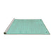 Sideview of Machine Washable Abstract Turquoise Contemporary Area Rugs, wshcon1079turq