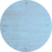 Round Abstract Light Blue Contemporary Rug, con1079lblu