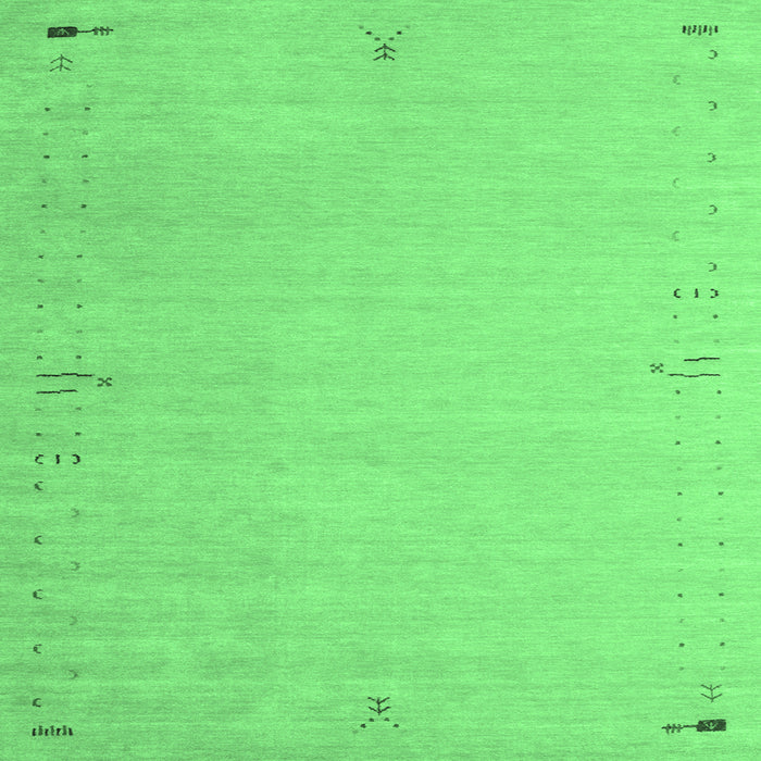 Square Machine Washable Abstract Emerald Green Contemporary Area Rugs, wshcon1079emgrn