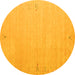 Round Abstract Yellow Contemporary Rug, con1079yw