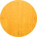 Round Machine Washable Abstract Yellow Contemporary Rug, wshcon1079yw