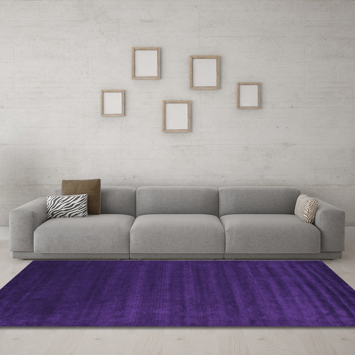 Machine Washable Abstract Purple Contemporary Area Rugs in a Living Room, wshcon107pur
