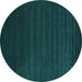 Round Machine Washable Abstract Turquoise Contemporary Area Rugs, wshcon107turq