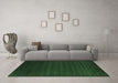 Machine Washable Abstract Emerald Green Contemporary Area Rugs in a Living Room,, wshcon107emgrn