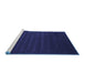 Sideview of Machine Washable Abstract Blue Contemporary Rug, wshcon107blu