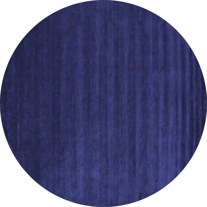 Round Abstract Blue Contemporary Rug, con107blu