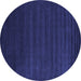 Round Abstract Blue Contemporary Rug, con107blu