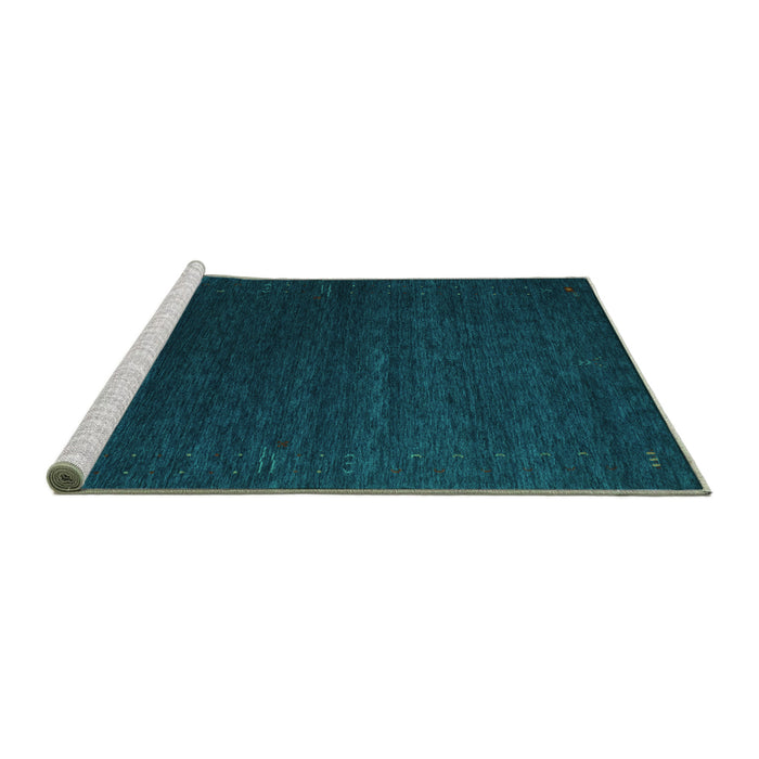 Sideview of Machine Washable Abstract Turquoise Contemporary Area Rugs, wshcon1080turq
