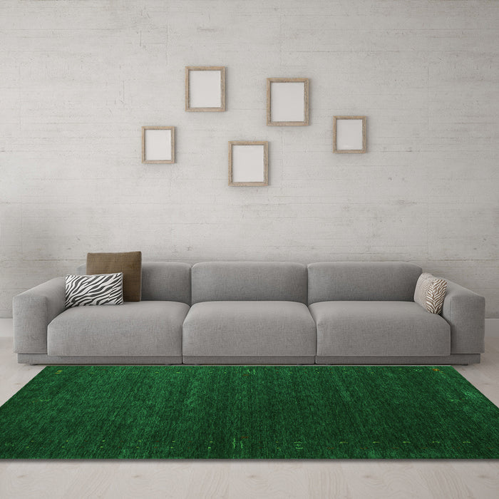 Machine Washable Abstract Green Contemporary Area Rugs in a Living Room,, wshcon1080grn