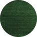 Round Machine Washable Abstract Emerald Green Contemporary Area Rugs, wshcon1080emgrn