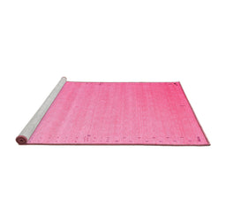 Sideview of Machine Washable Abstract Pink Contemporary Rug, wshcon1081pnk