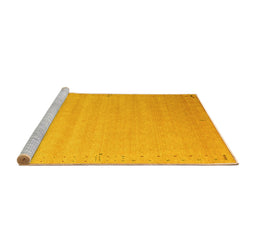 Sideview of Machine Washable Abstract Yellow Contemporary Rug, wshcon1081yw