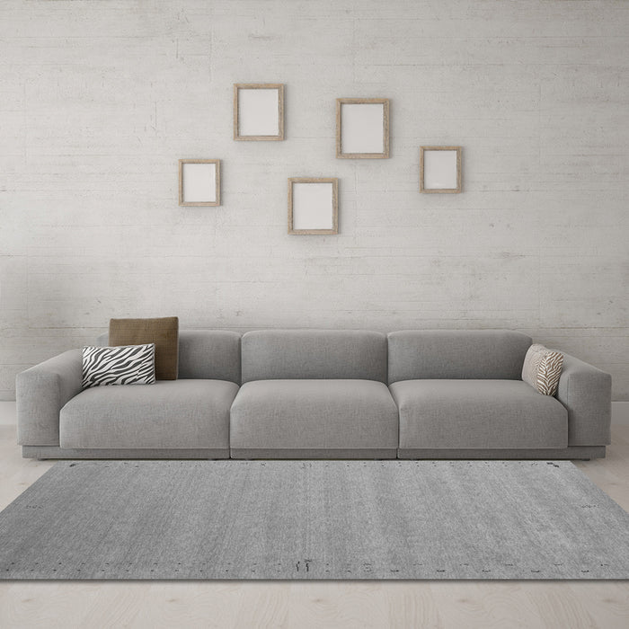 Machine Washable Abstract Gray Contemporary Rug in a Living Room,, wshcon1081gry
