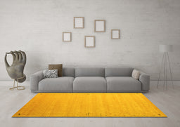 Machine Washable Abstract Yellow Contemporary Rug in a Living Room, wshcon1081yw