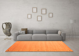 Machine Washable Abstract Orange Contemporary Area Rugs in a Living Room, wshcon1081org