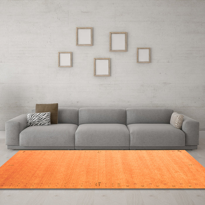 Machine Washable Abstract Orange Contemporary Area Rugs in a Living Room, wshcon1081org