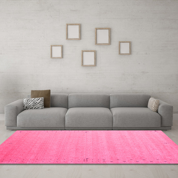 Machine Washable Abstract Pink Contemporary Rug in a Living Room, wshcon1081pnk