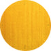 Round Machine Washable Abstract Yellow Contemporary Rug, wshcon1081yw