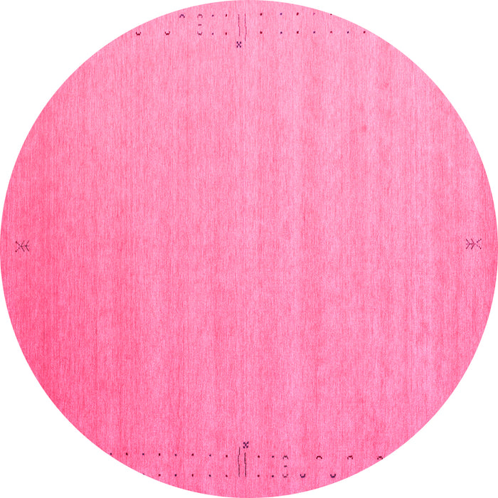 Round Machine Washable Abstract Pink Contemporary Rug, wshcon1081pnk