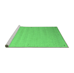 Sideview of Machine Washable Abstract Emerald Green Contemporary Area Rugs, wshcon1081emgrn