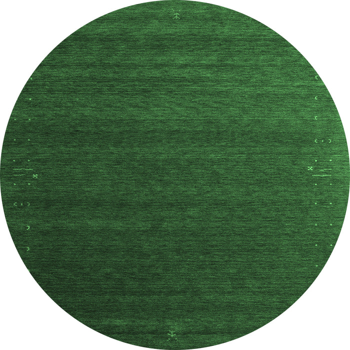 Round Machine Washable Abstract Emerald Green Contemporary Area Rugs, wshcon1082emgrn