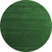 Round Machine Washable Abstract Emerald Green Contemporary Area Rugs, wshcon1082emgrn