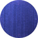 Round Abstract Purple Contemporary Rug, con1082pur