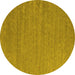 Round Machine Washable Abstract Yellow Contemporary Rug, wshcon1083yw