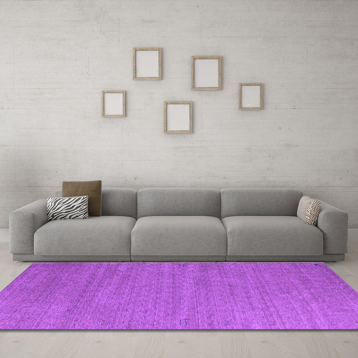 Machine Washable Abstract Purple Contemporary Area Rugs in a Living Room, wshcon1083pur