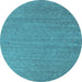 Round Abstract Light Blue Contemporary Rug, con1083lblu