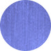 Round Abstract Blue Contemporary Rug, con1083blu