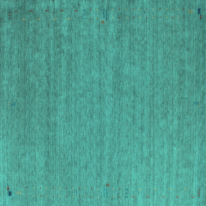 Square Machine Washable Abstract Turquoise Contemporary Area Rugs, wshcon1083turq