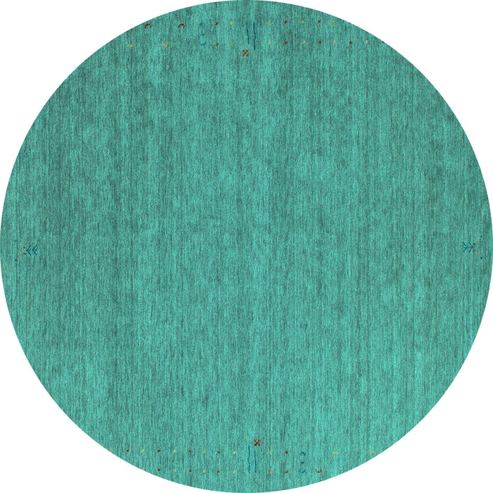 Round Machine Washable Abstract Turquoise Contemporary Area Rugs, wshcon1083turq