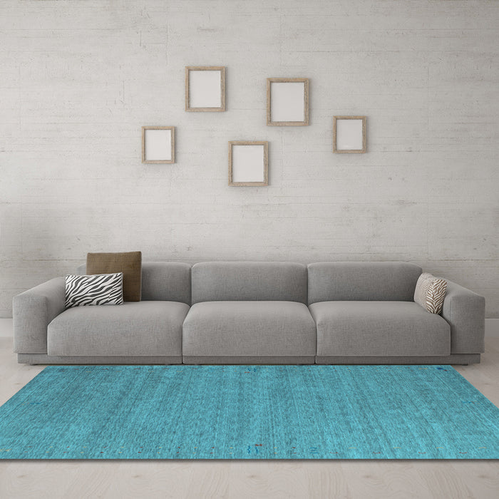Machine Washable Abstract Light Blue Contemporary Rug in a Living Room, wshcon1083lblu
