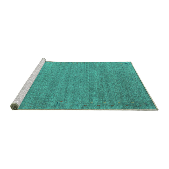 Sideview of Machine Washable Abstract Turquoise Contemporary Area Rugs, wshcon1083turq