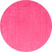 Round Machine Washable Abstract Pink Contemporary Rug, wshcon1084pnk