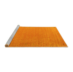 Sideview of Machine Washable Abstract Yellow Contemporary Rug, wshcon1084yw