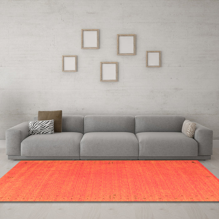 Machine Washable Abstract Orange Contemporary Area Rugs in a Living Room, wshcon1084org