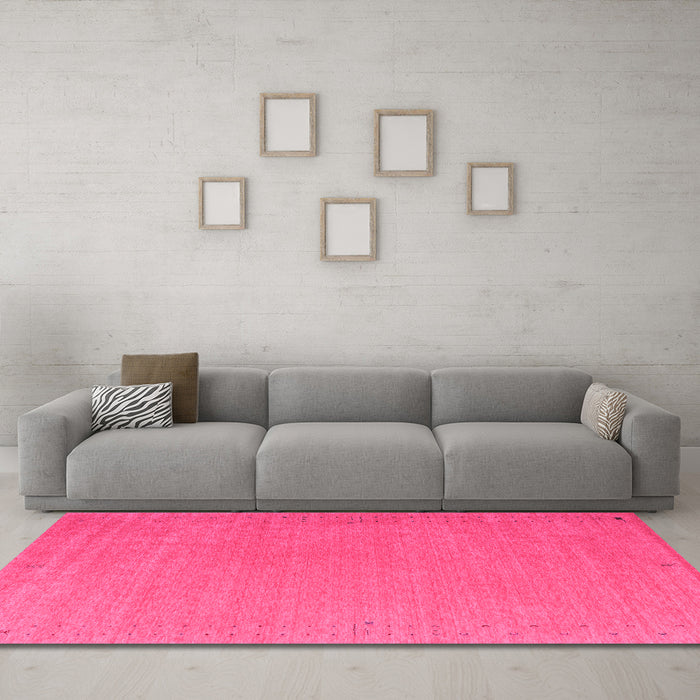 Machine Washable Abstract Pink Contemporary Rug in a Living Room, wshcon1084pnk